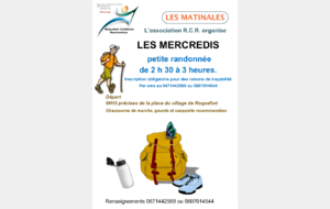 Randonnées Matinales. Inscription obligatoire